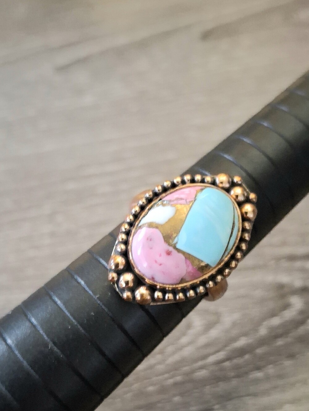 Ring Cotton Candy On Copper Adjustable Band 7-8-9-10